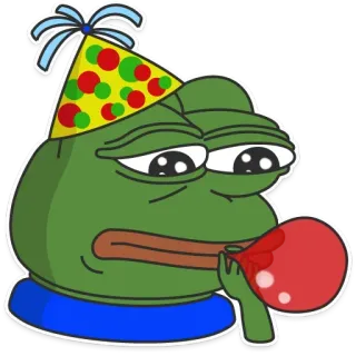 🐸 Pepe the Frog pepe, 青蛙, 表情包, 派对, 气球, 悲伤 telegram sticker