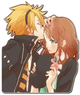😘 Anime, Casal, Beijo, Romance, Desenho animado, Amor telegram sticker