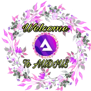 🙋 Welcome To AUDIUS добро пожаловать, audius, цветочный, фиолетовый, приветствие, приглашение telegram sticker