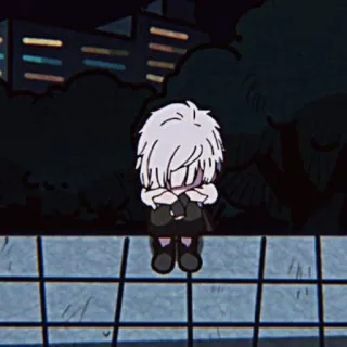 😭 triste, anime, solo, llorando, noche, emocional whatsapp sticker