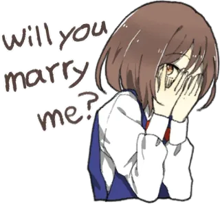 😖 will you marry me? matrimonio, pedida de mano, chica anime, tímida, linda, boda telegram sticker