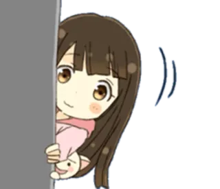 👀 Anime, Zaglądanie, Dziewczyna, Chowanie się, Słodkie, Niebieski telegram sticker