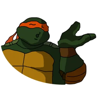 😘 Michelangelo Teenage Mutant Ninja Turtles 忍者, カメ, 漫画, オレンジ, TMNT telegram sticker