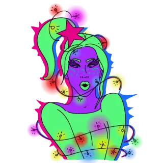 🌈 mujer, ilustración, neón, pop art, femenino telegram sticker
