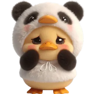 🥹 lindo, patito, panda, animal, dibujo animado, pegatina telegram sticker