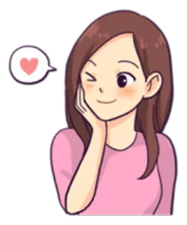 😉 Dibujo animado, Mujer, Amor, Guiño, Corazón, Lindo telegram sticker