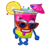 🥳 Cocktail, Getränk, Zitrone, Sonnenbrille, Cartoon, Party, Strand, Sommer whatsapp sticker
