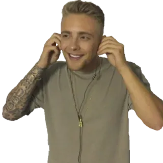 😮 uomo, ritratto, cuffie, sorriso, tatuaggio telegram sticker