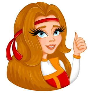 👍 mulher, menina, desenho animado, personagem, polegar para cima, ilustração whatsapp sticker