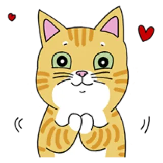 🐈 cat, animal, sticker, cute, heart, orange cat, cartoon telegram sticker