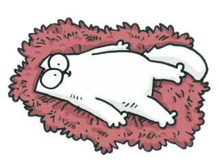 😴 cat, cartoon, white, lying down, relaxed whatsapp sticker