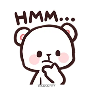 🤔 HMM... ours, penser, hmm, mignon, animal whatsapp sticker