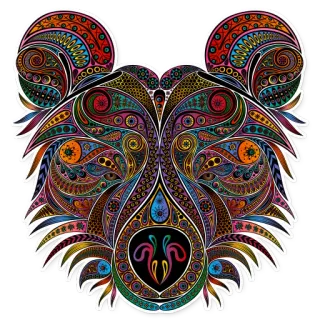 🐗 bear, animal, illustration, psychedelic, colorful, ornate, sticker telegram sticker