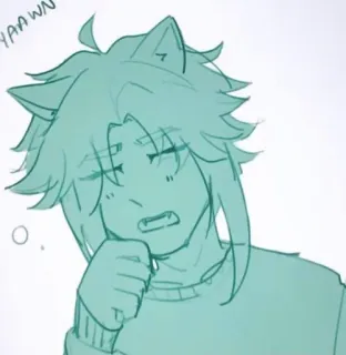 🪀 YAAWN Anime, Bostezo, Cansado, Orejas de gato, Dibujo animado, Boceto telegram sticker