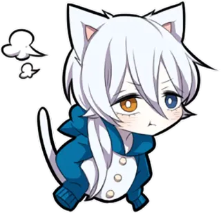 😤 Anime, Kot, Chibi, Kawaii, Kreskówka, Naklejka telegram sticker