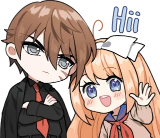 👋 Hii Anime, Chibi, Saudação, Desenho animado, Kawaii, Olá, Fofo telegram sticker