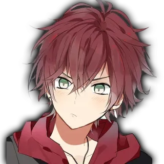 💉 Anime, Manga, rote Haare, Kapuzenpullover, Charakter, Porträt whatsapp sticker