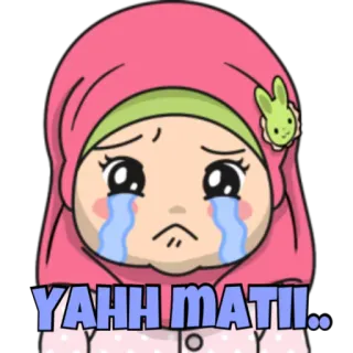😭 YAHH MATII.. pleurer, triste, hijab, dessin animé, animé, expression telegram sticker