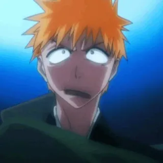 🍁 Ichigo Kurosaki Bleach anime, Ichigo, Bleach, scioccato, sorpreso, divertente telegram sticker