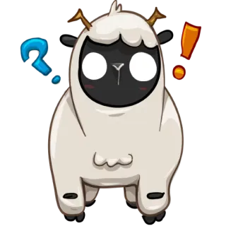😳 양, 물음표, 느낌표, 만화, 동물 telegram sticker