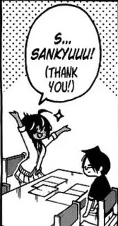 😬 S... SANKYUUU! (THANK YOU!) merci, anime, manga, gratitude, joyeux, mignon telegram sticker