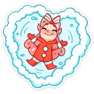 ❤️ elfo, navidad, fiesta, dibujos animados, lindo, invierno, nieve telegram sticker