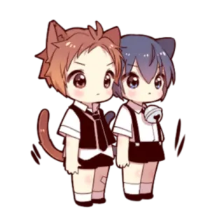 🍓 Anime, Orelhas de gato, Fofo, Chibi, Kawaii, Desenho animado telegram sticker