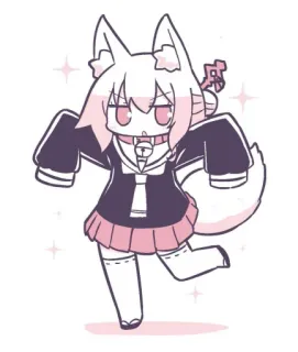 🦊 Anime, Desenho animado, Chibi, Fofo, Mangá, Kawaii, Orelhas de animal, Garota raposa telegram sticker