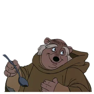 🍽 Friar Tuck Robin Hood cartoon, bear, friar, spoon, robin hood, disney whatsapp sticker
