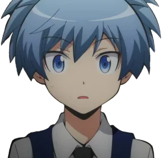 😯 Nagisa Shiota Assassination Classroom Anime, Nagisa Shiota, capelli blu, ragazzo anime telegram sticker