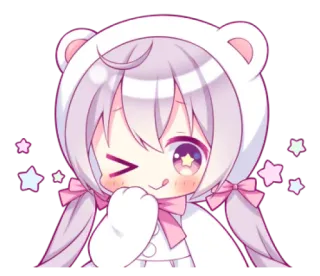 💭 Аниме, Милый, Мультфильм, Каваий, Медведь, Девушка whatsapp sticker