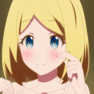 😊 anime, ragazza, capelli biondi, carina, sorridente, cartone animato telegram sticker