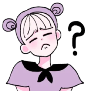 🤨 autocollant, dessin animé, fille, question, confus, triste telegram sticker