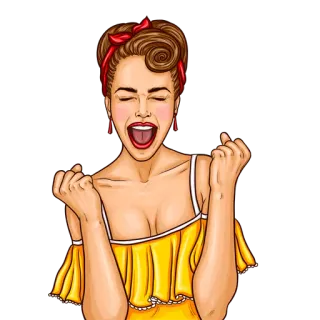 😝 femme, pin-up, dessin animé, rétro, excité(e), vintage, succès telegram sticker