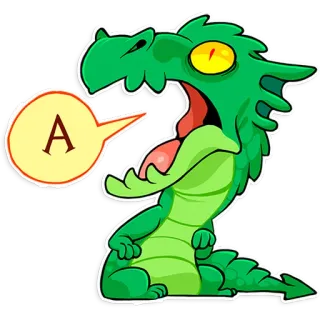 😧 A dragão, desenho animado, adesivo, verde, monstro, animal telegram sticker