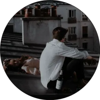 ☕️ rooftop, couple, wine, romance, city, relationship telegram sticker