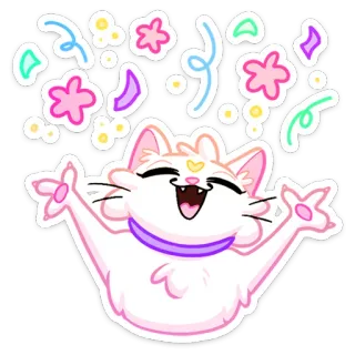 🎉 gatto, festa, coriandoli, carino, animale, kawaii, adesivo telegram sticker