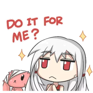 😐 DO IT FOR ME? cute, anime, pleading, request, chibi telegram sticker