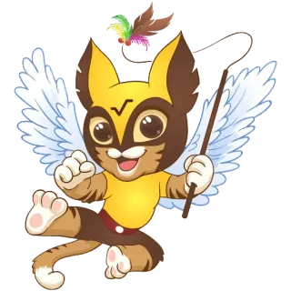 👼 gato, alas, máscara, dibujos animados, lindo, animal, pegatina telegram sticker