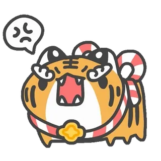 🐯 тигр, злой, мультяшный, животное, милый, каваи whatsapp sticker