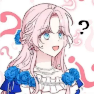 🍭 อนิเมะผู้หญิง, คำถาม, สับสน, การ์ตูน, ผู้หญิง, ผมสีชมพู telegram sticker