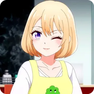 😉 Anime, Słodkie, Dziewczyna, Mrugnięcie, Fartuch telegram sticker