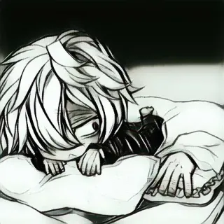😞 anime, sad, crying, chains, manga, black and white telegram sticker