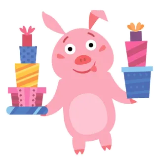🐷 cochon, cadeaux, cadeau, animal, mignon, fête whatsapp sticker
