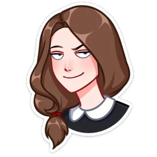 😏 Cartoon, Frau, Sticker, Mädchen, Grinsen telegram sticker