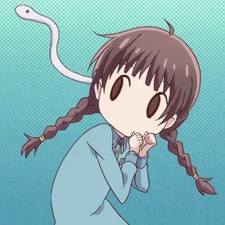 🎀 anime girl, snake, cartoon, cute, braids, illustration telegram sticker