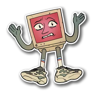😨 computer, retro, cartoon, sticker, funny, vintage telegram sticker