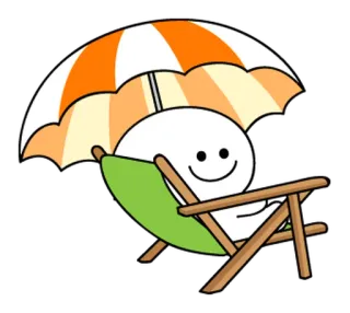 🌼 adesivo, praia, verão, relaxamento, desenho animado, cadeira, guarda-sol telegram sticker