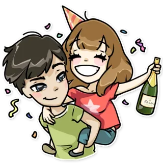👫 праздник, вечеринка, на спине, пара, мультфильм telegram sticker