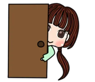 👀 Anime, Fofo, Menina, Porta, Espiando, Desenho animado, Ilustração telegram sticker